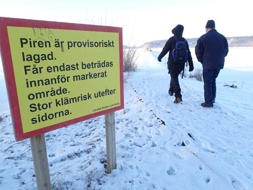 Piren visade sig vara i gott skick, eller så såg vi inte skadorna under snön!