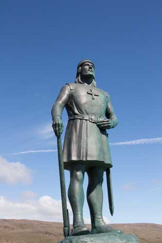 Leif Eriksson i närbild - den man som enligt sagan och myten var den första personen från Europa som steg iland i Nordamerika.