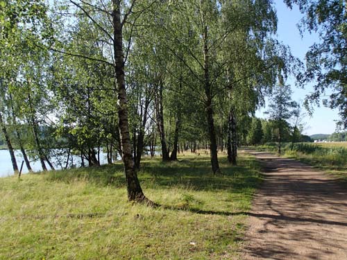 Göta älv och grusvägen gick här sida vid sida, trevligare att gå utmed älven än utmed motorvägen!